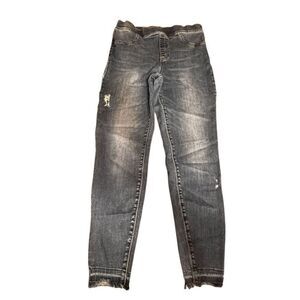 Spanx Women’s XL High Waisted Skinny Stretch distressed raw hem Denim Leggings